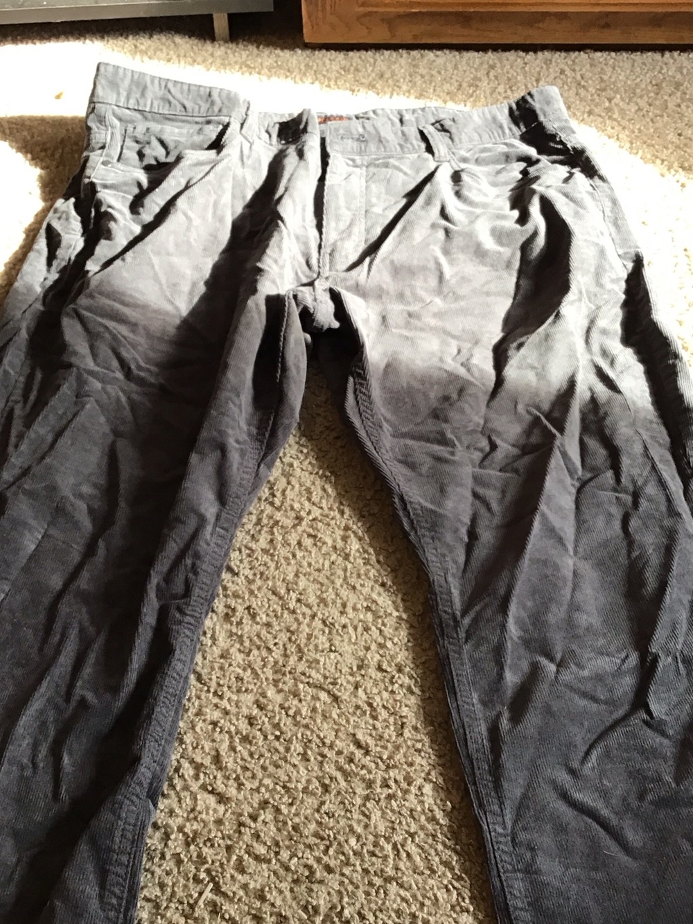 Men's Gray Corduroy Pants - Straight Comfort Fit